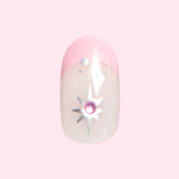 Bubblegum French with Metallic Stars - Press On | Short | Round