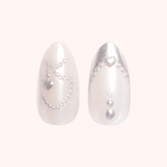 Pretty in Pearls French - Press On | Medium | Almond
